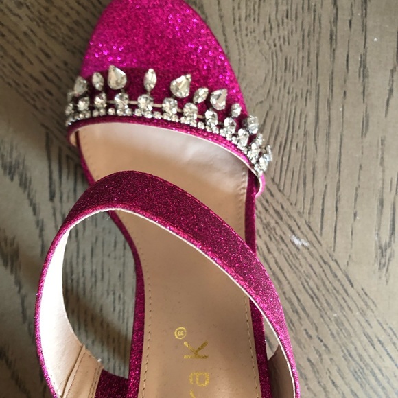 NEW Allegra K Women’s Glitter Rhinestone Stilettos in Hot Pink- Size 10 - Picture 7 of 9